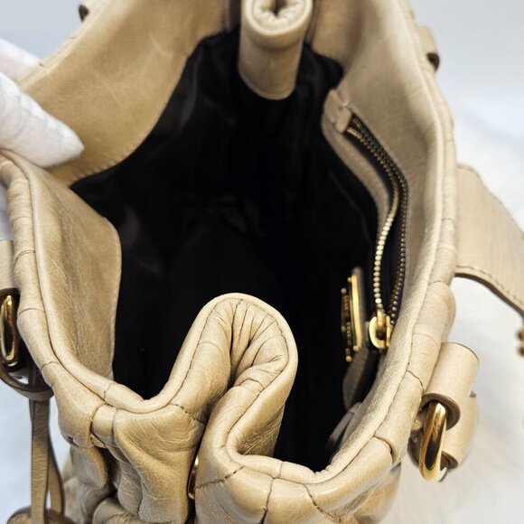 Miu Miu  Matelassé Olive Leather Two-Way Bag - Picture 11 of 17